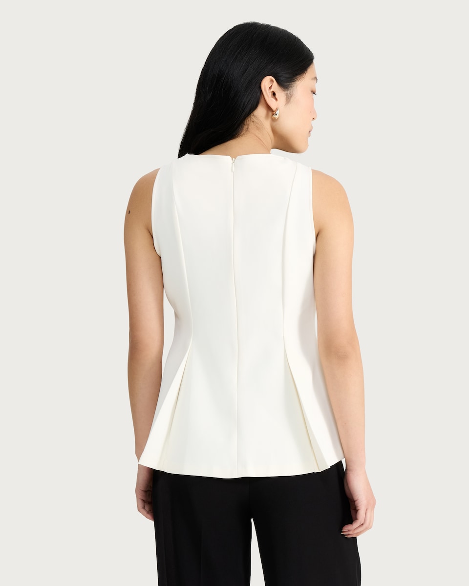 image 1 of F&F Sleeveless Peplum Top in Cream