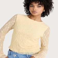 OH ME OH MY Floral Lace Long Sleeved Top in Yellow