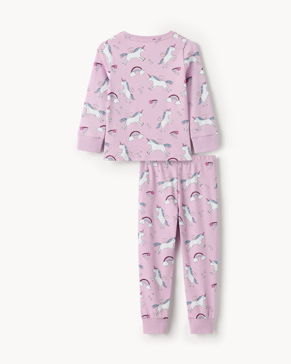 image 1 of F&F Girls Pure Cotton Unicorn Pyjama Set in Lilac