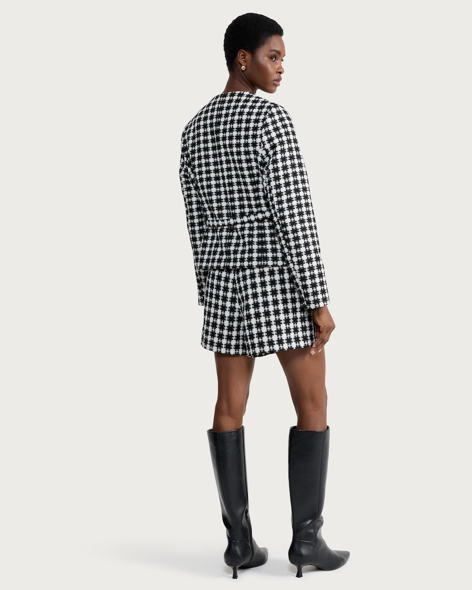 image 1 of F&F Dogtooth Textured Shorts in Black