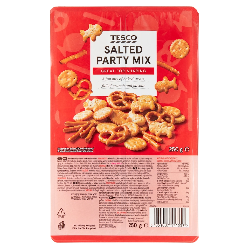 Tesco Mix solených preclíků, tyčinek a krekrů 250g