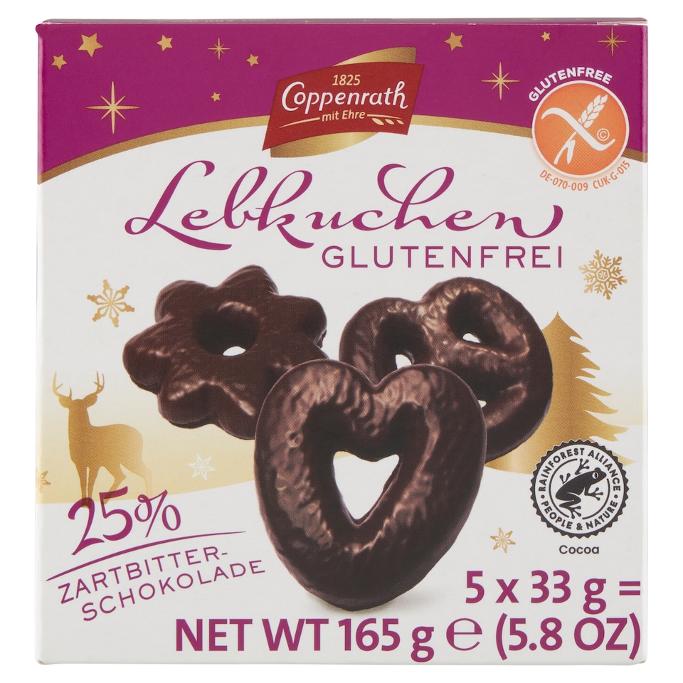 Coppenrath gluténmentes puszedli étcsokoládéval 165 g 