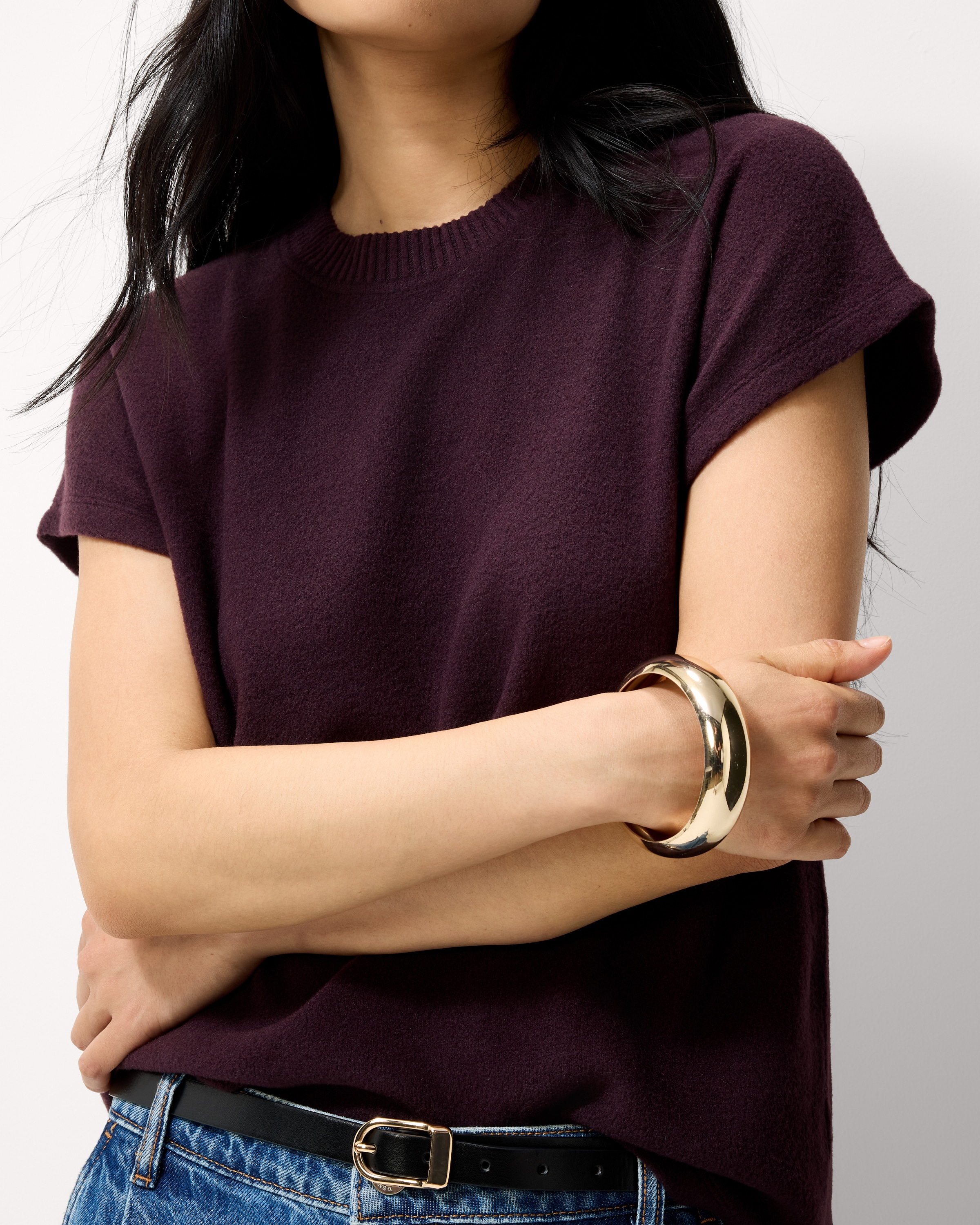 F&F Textured Crew Neck T-Shirt in Purple - Tesco Groceries