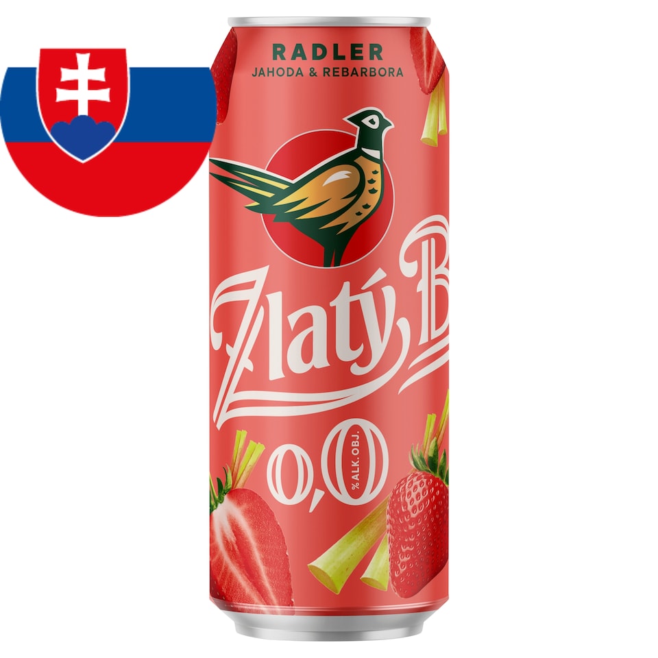 Zlatý Bažant Radler 0.0% Strawberry Rhubarb 500 ml