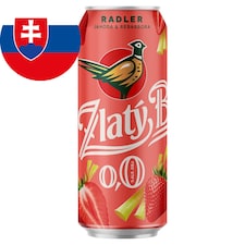 Zlatý Bažant Radler 0,0% Jahoda Rebarbora plechovka 500 ml