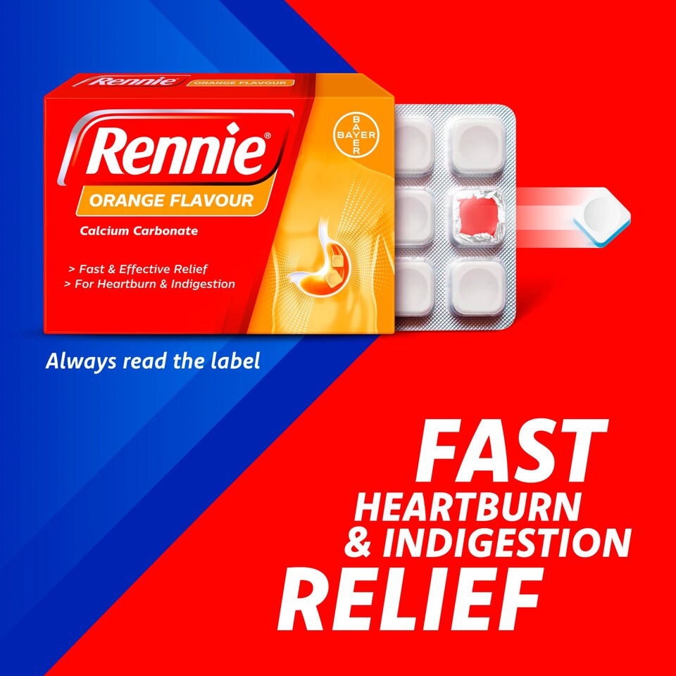 image 1 of Rennie Heartburn & Indigestion Chewable Tablets - Orange Flavour 72s