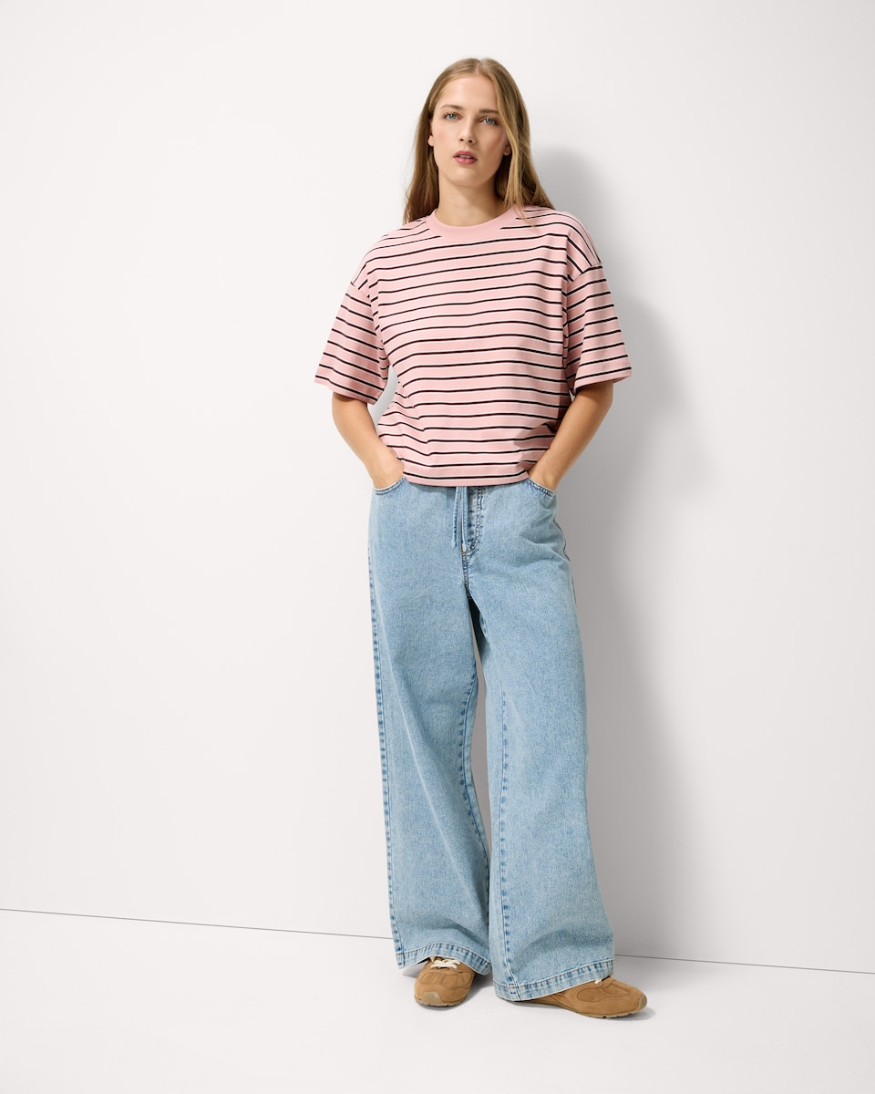 image 1 of F&F Cotton Rich Cropped T-Shirt in Multi