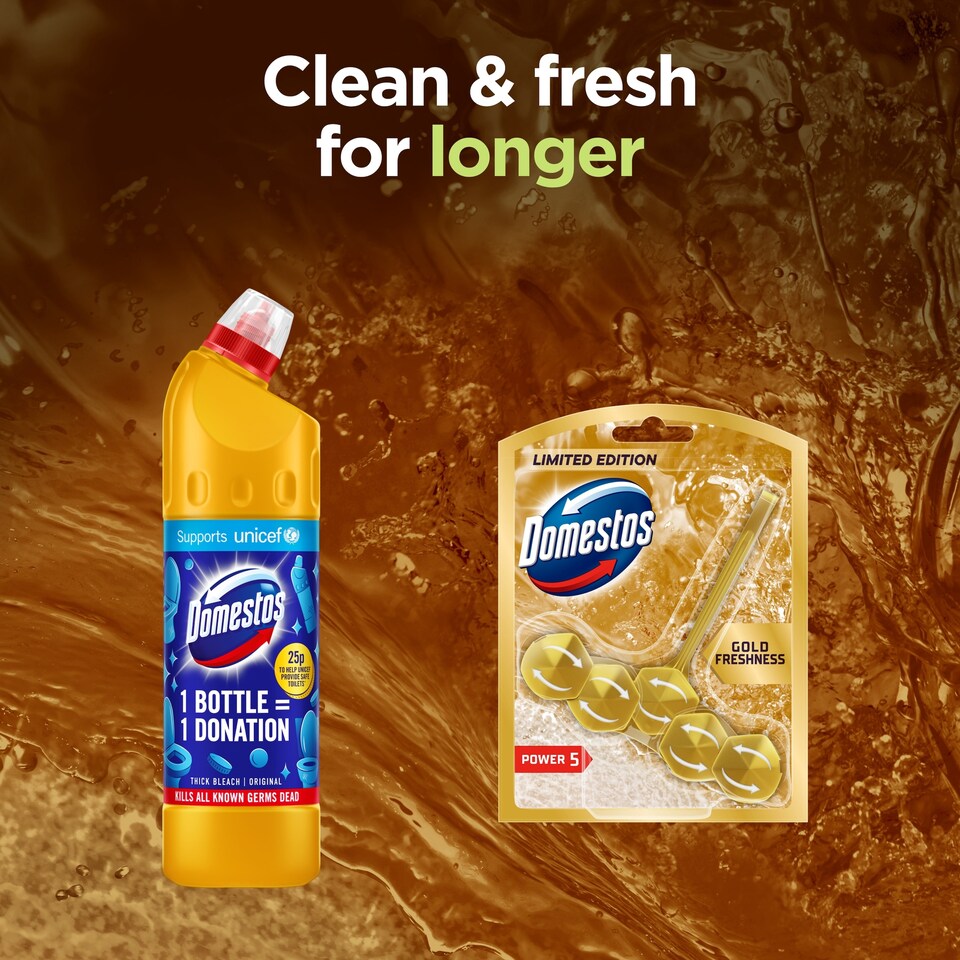 image 1 of Domestos Power 5 Gold Freshness Toilet Rim Block 50g