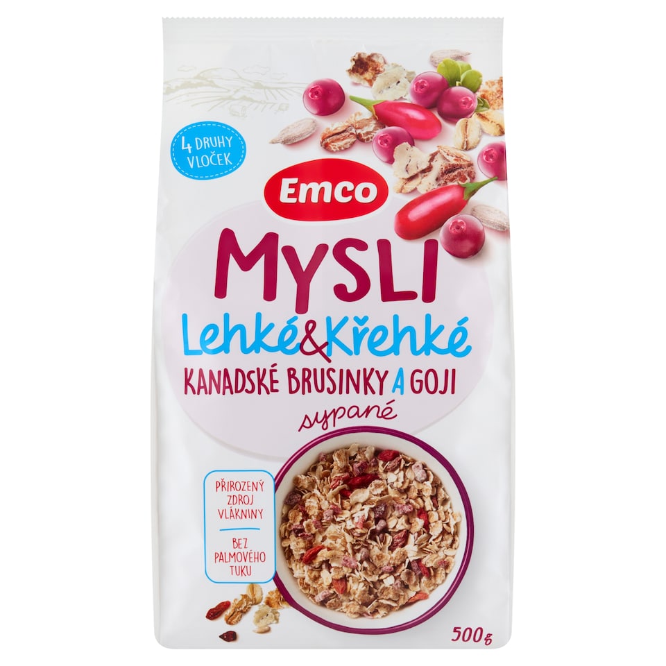 Obrázek 1 pro produkt Emco Mysli lehké & křehké kanadské brusinky a goji sypané 500g