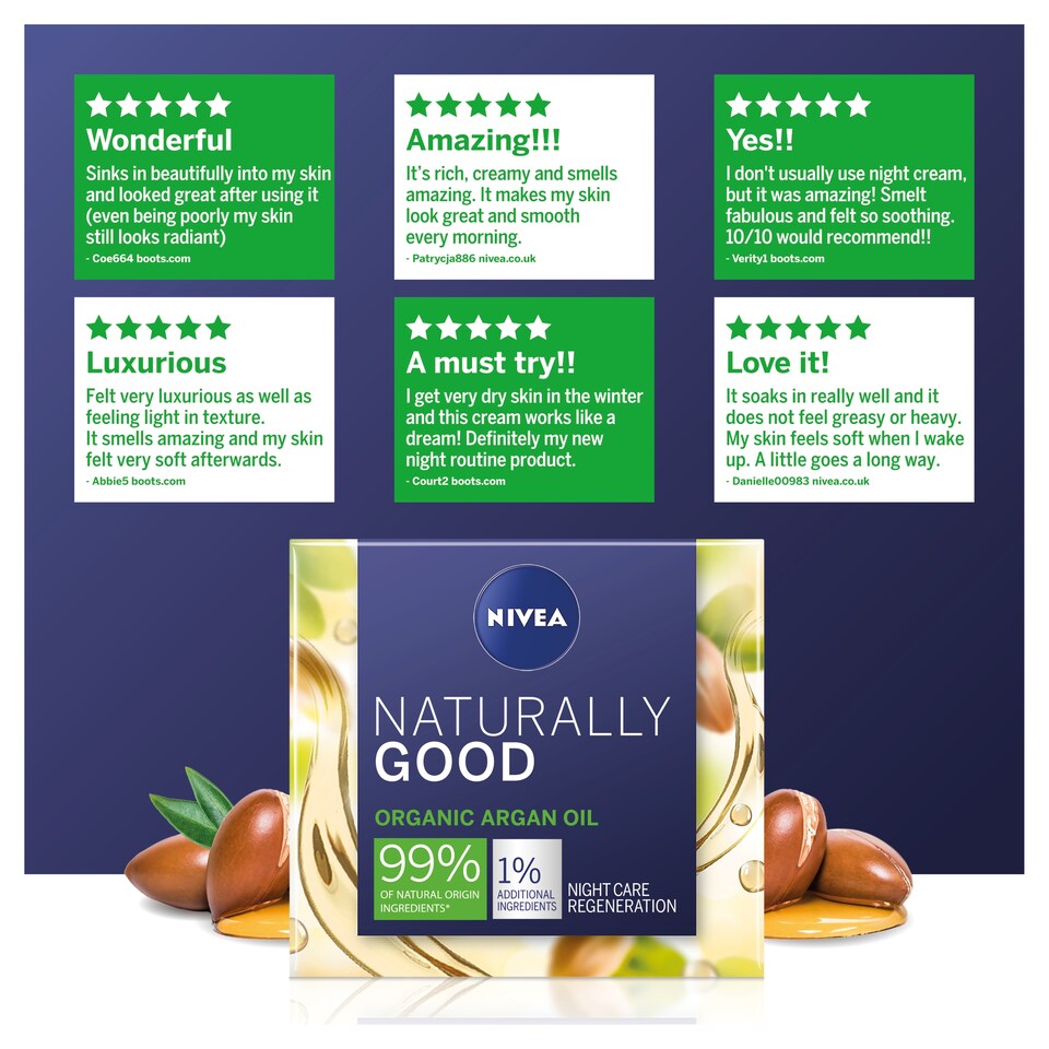image 1 of Nivea Naturally Good Argan Oil Regenerating Night Cream 50Ml