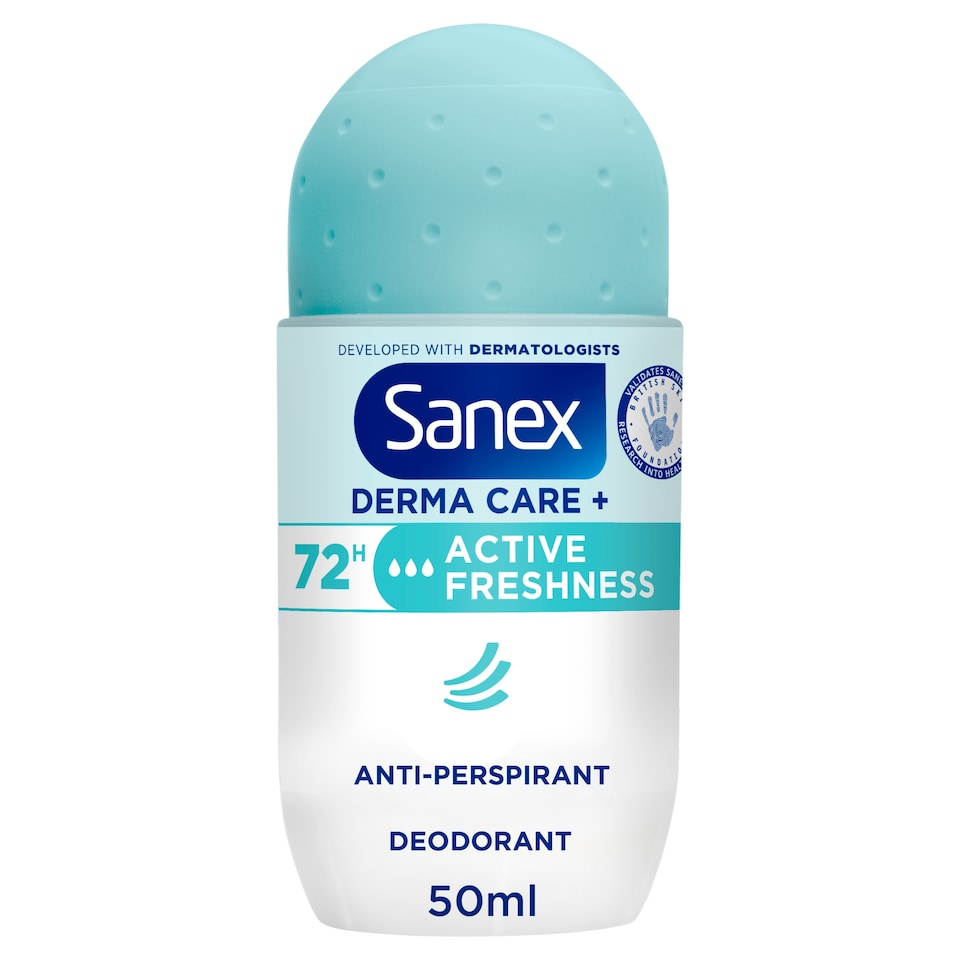 image 1 of Sanex Derma Care+ Active Freshness 72h Antiperspirant Roll-On Deodorant 50ml