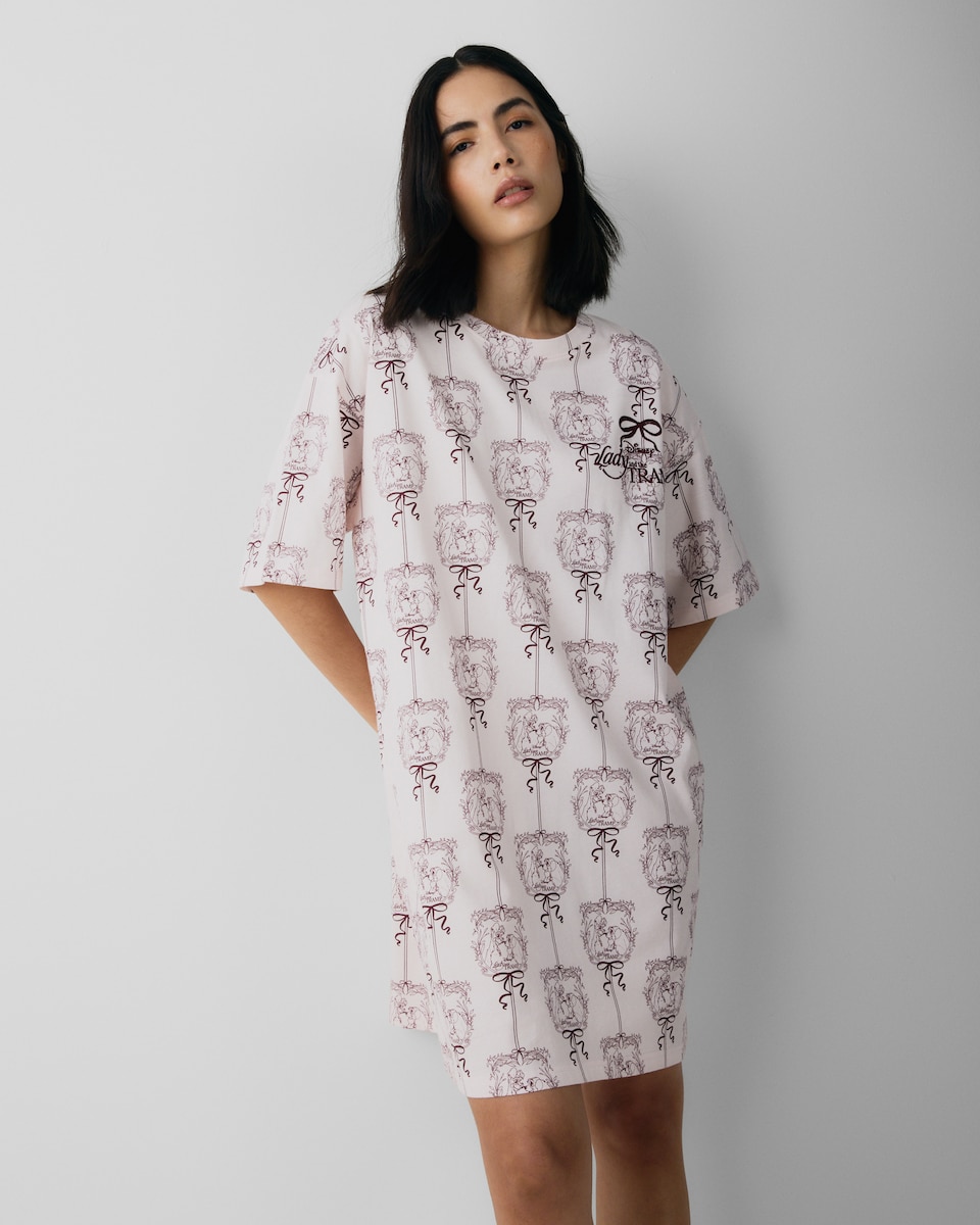image 1 of Disney Lady and the Tramp Pure Cotton Pyjama Nightdress in Multi Pink