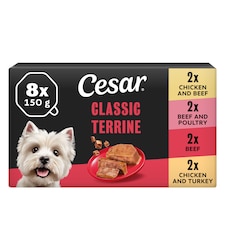 Cesar Classics Terrine Wet Dog Food Trays Mixed in Loaf 8 x 150g
