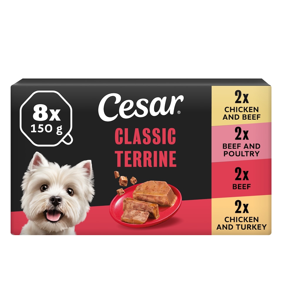 image 1 of Cesar Classics Terrine Wet Dog Food Trays Mixed in Loaf 8 x 150g