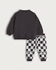 image 2 of F&F Baby 2-Piece Cotton Rich Boo Ghost Print Sweatshirt and Joggers Set in Dark Grey