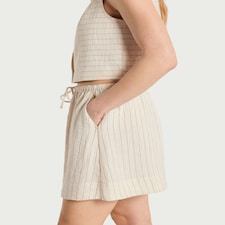 F&F Striped Drawstring Co-ord Shorts in Ecru