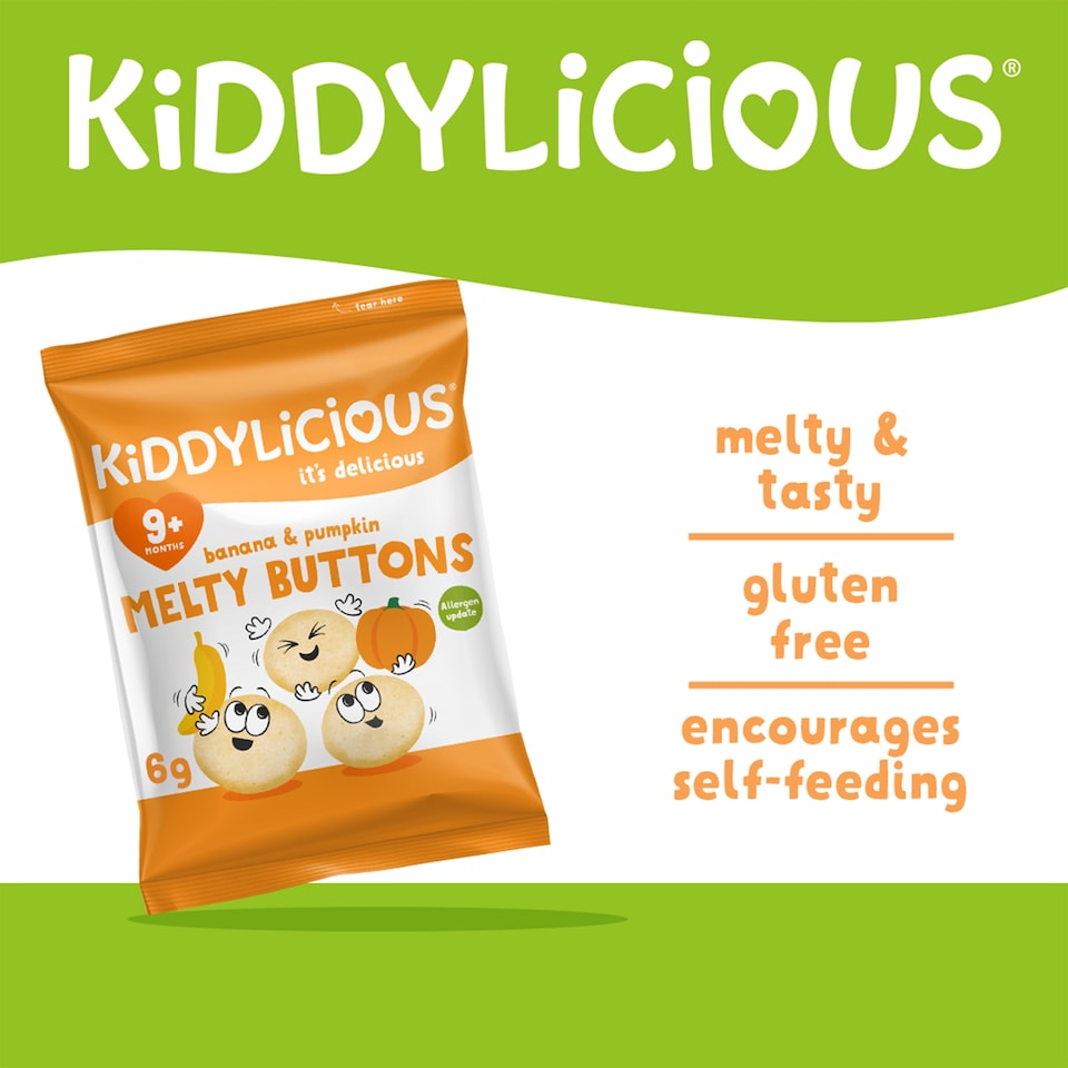 image 1 of Kiddylicious Banana & Pumpkin Melty Buttons 6g