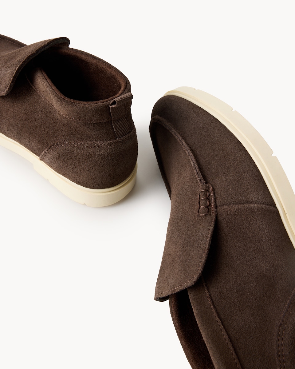 image 1 of F&F Suede Slip On Ankle Boots in Brown