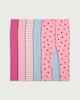image 1 of F&F Girls 5-Pack Cotton Rich Leggings in Multi Pink