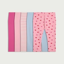 F&F Girls 5-Pack Cotton Rich Leggings in Multi Pink