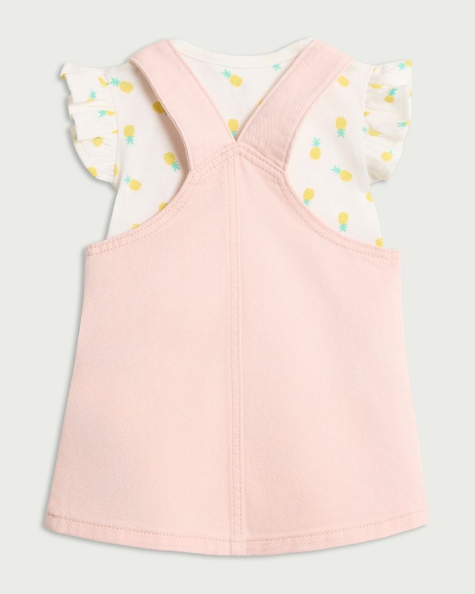 image 1 of Disney Stitch 2-Piece Pure Cotton Pinafore and Bodysuit Set in Pink