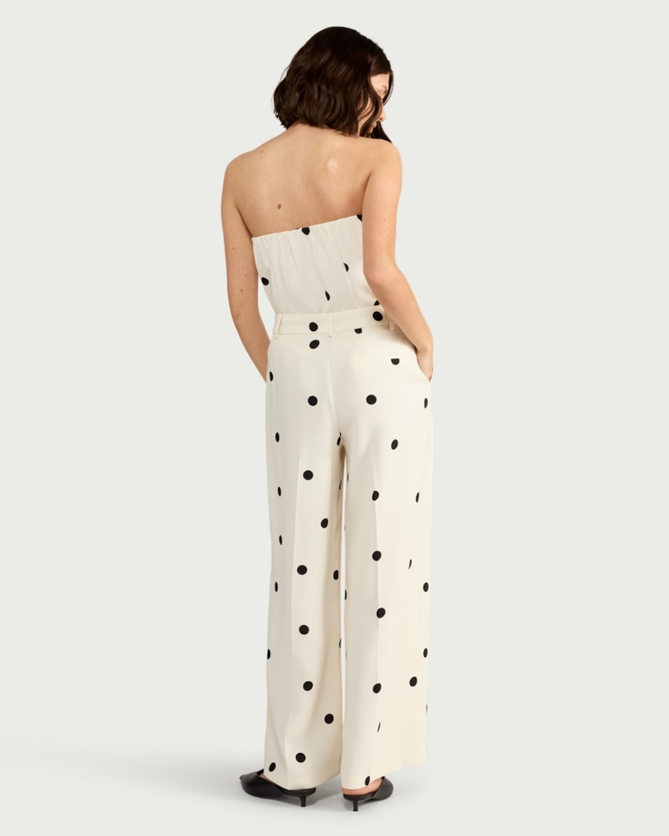 image 1 of F&F Polka Dot Wide Leg Co-ord Trousers in Cream