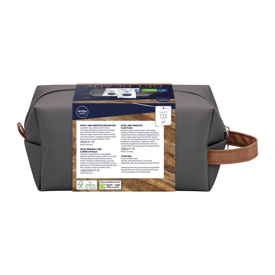 image 1 of Nivea Men Get Ready Sensitive Wash Kit Gift Set
