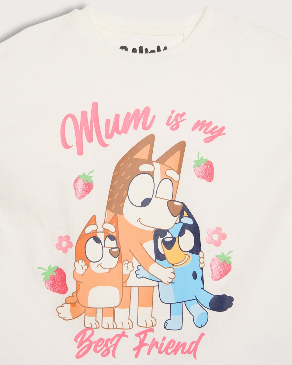 image 1 of Bluey 2-Pack Print T-Shirts in Cream