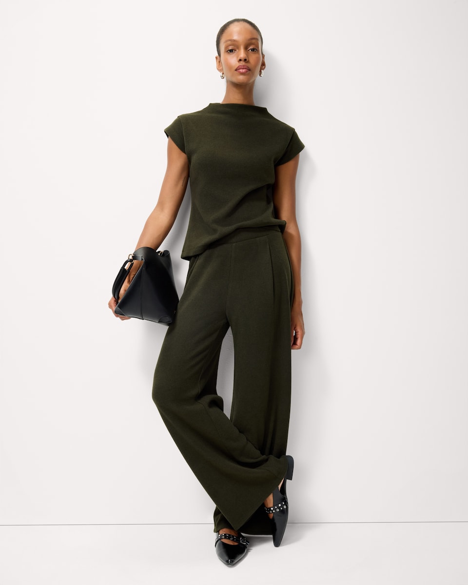 image 1 of F&F Brushed Wide Leg Co-ord Trousers in Olive