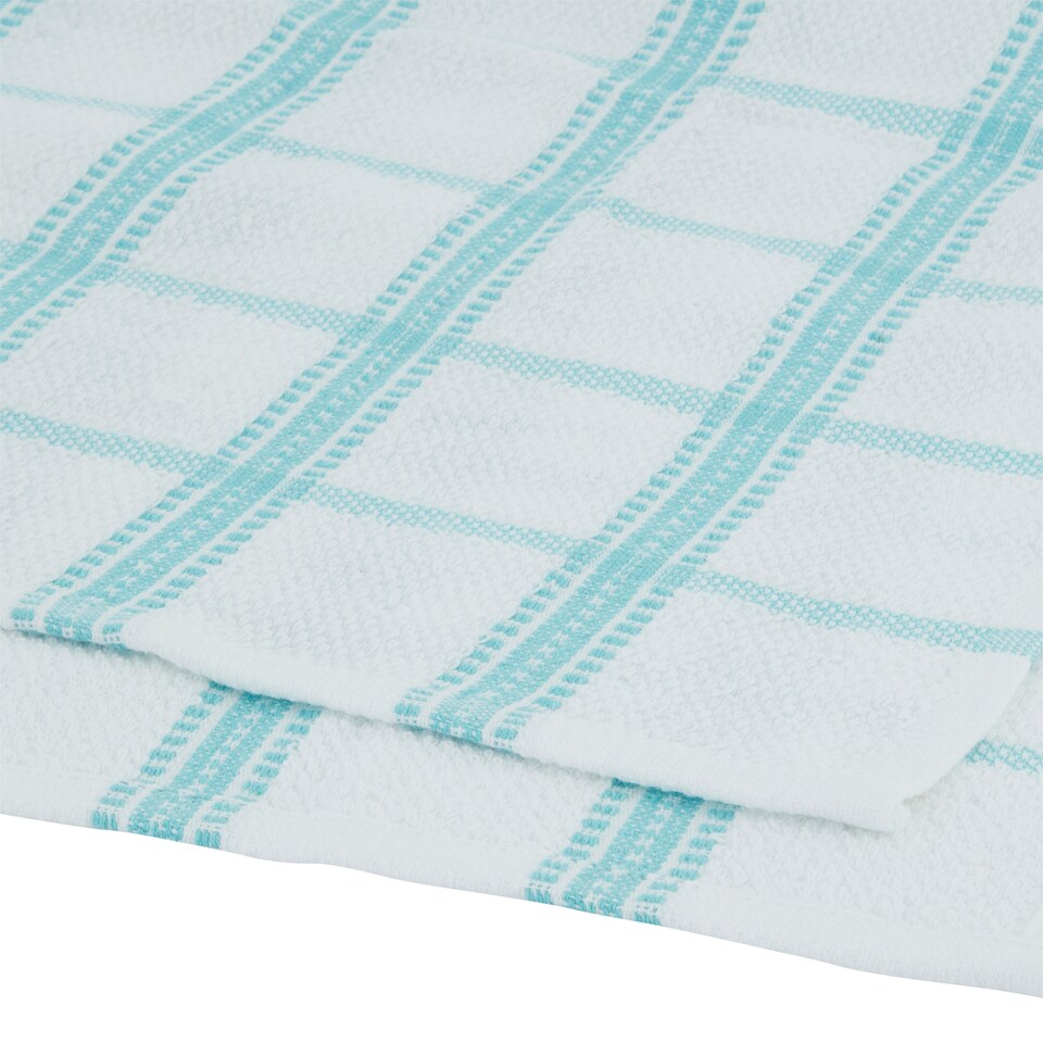 image 1 of Tesco Recycled Cotton Terry Tea Towel 5 Pack Teal