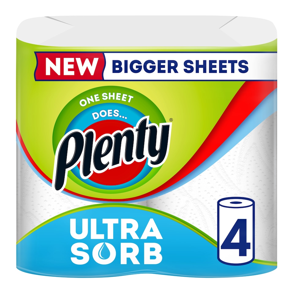 image 1 of Plenty Ultrasorb Kitchen Roll 4 Rolls
