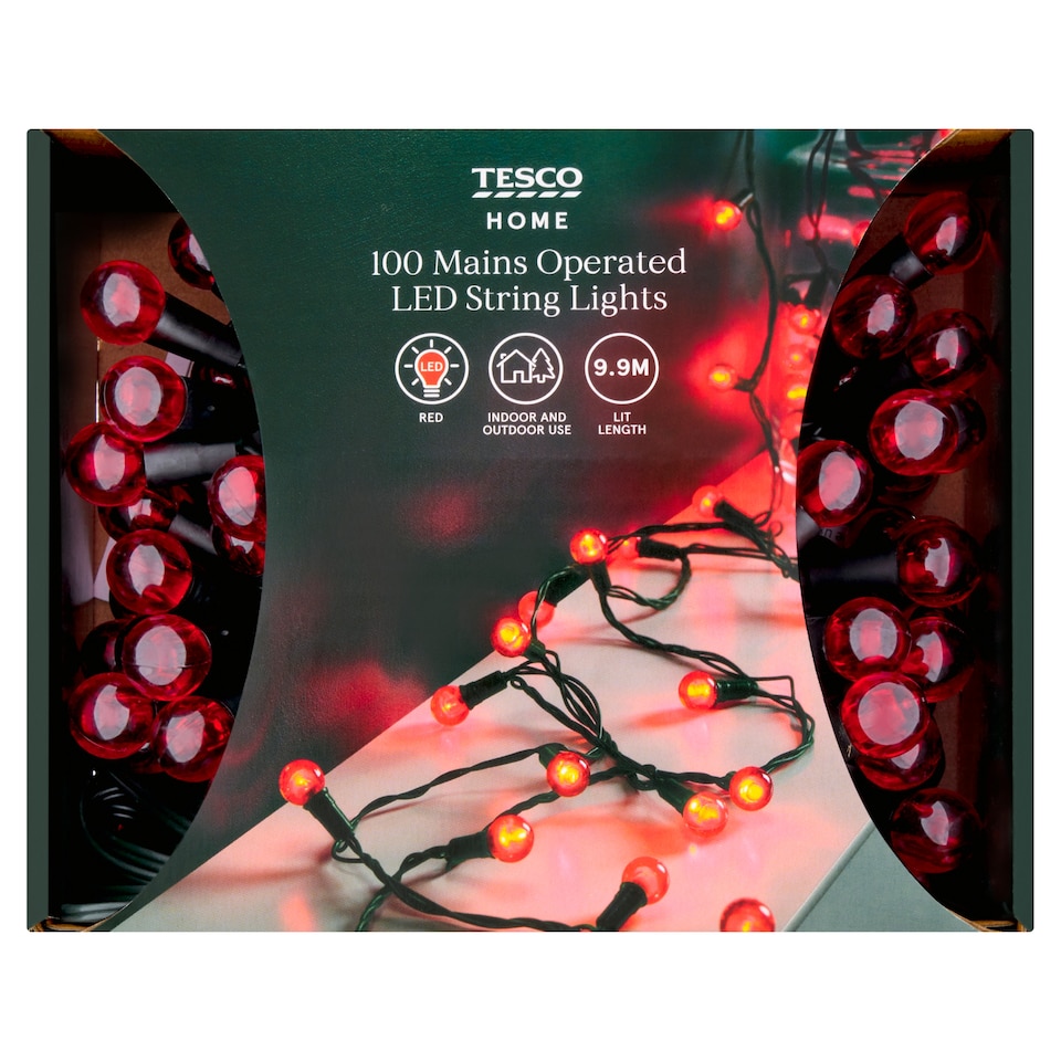 Tesco 100 Red Berry Christmas Lights