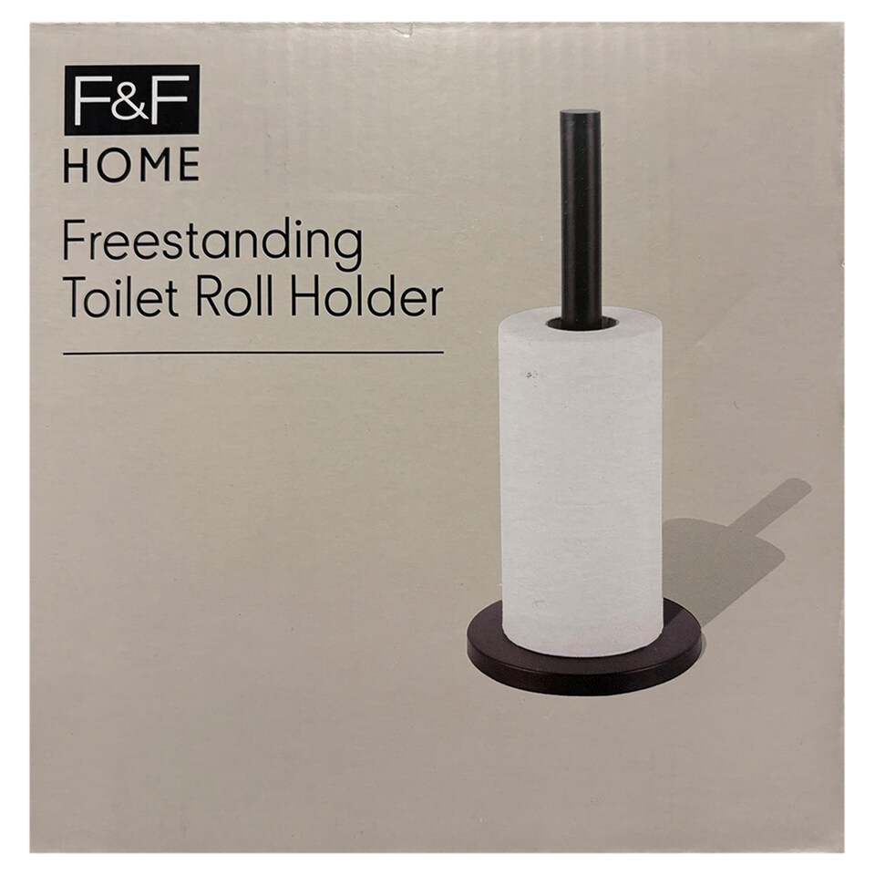 image 1 of F&F Home Black Freestanding Toilet Roll Holder 15 x 35 cm