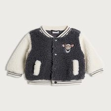 Disney Tigger Borg Textured Bomber Jacket in Grey