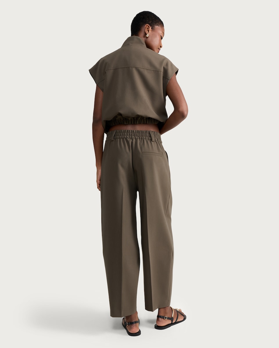 image 1 of The F&F Edit Double Pleated Barrel Leg Trousers in Khaki