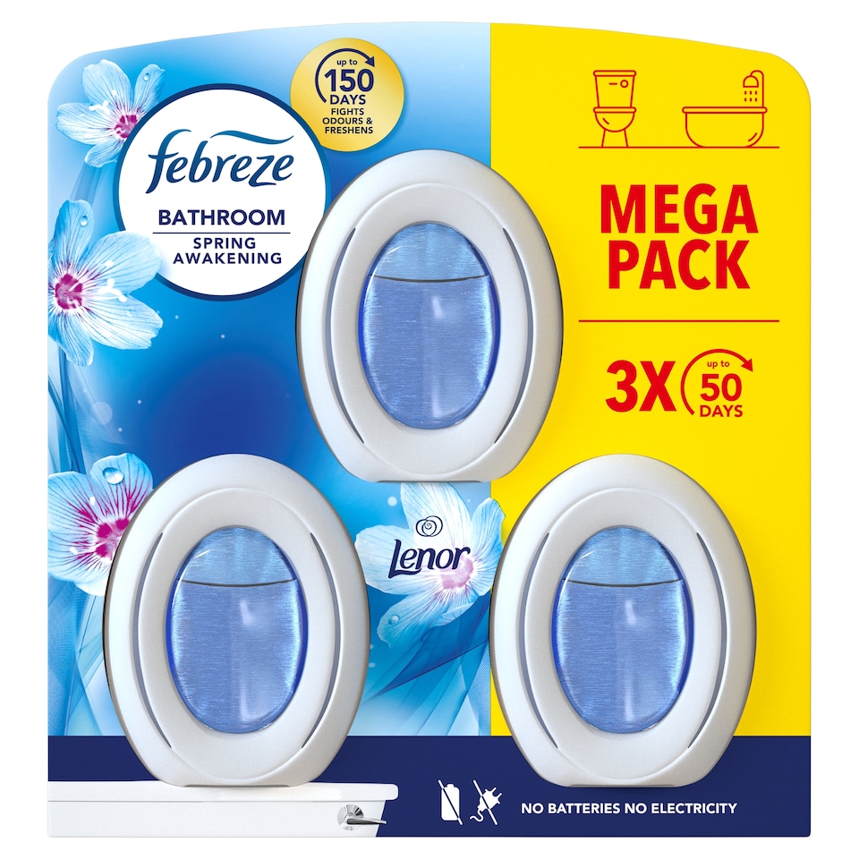 image 1 of Febreze Bathroom Air Freshener Spring Awakening 3 x 7.5ml