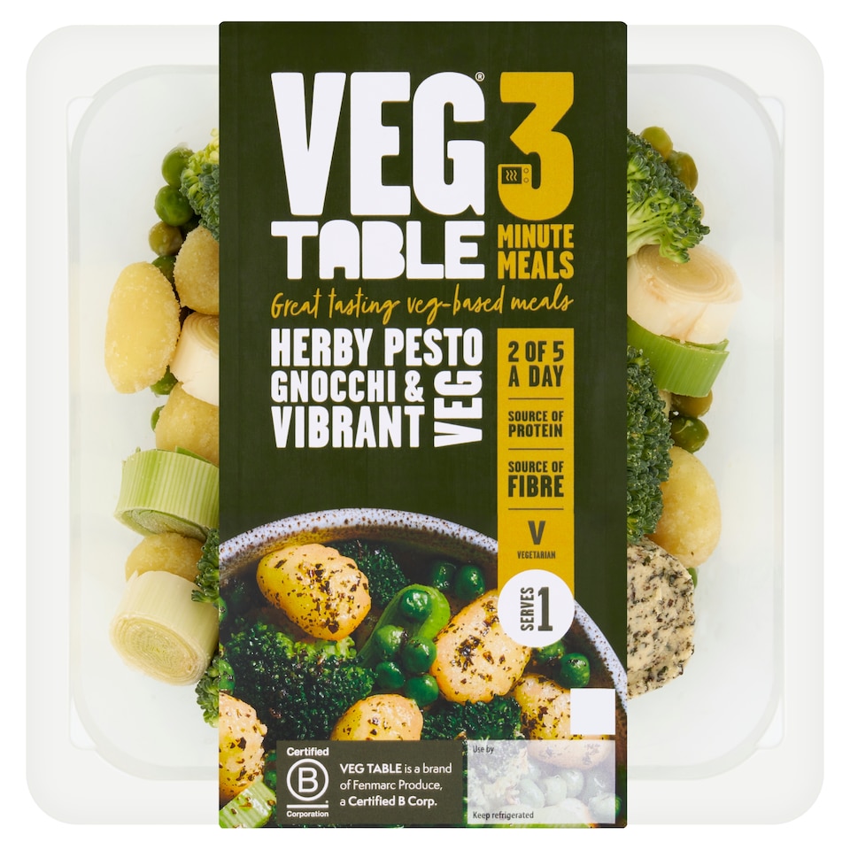 VEG TABLE 3 Minute Meals Herby Pesto Gnocchi & Vibrant Veg 300g