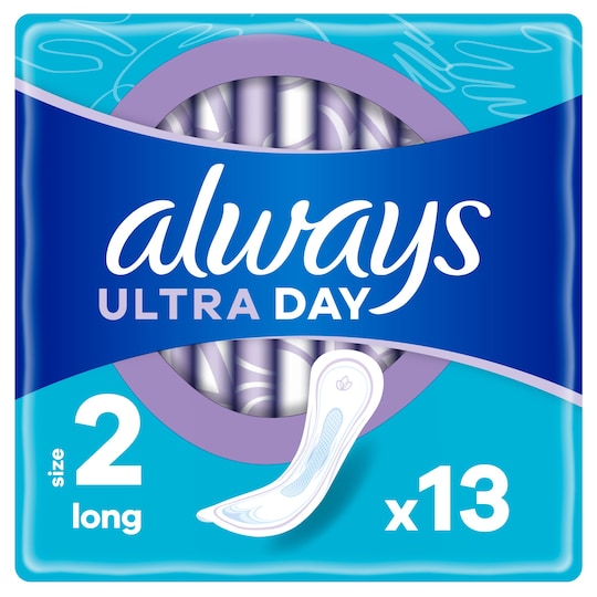 Always Ultra Sanitary Pads Long Size 2 13Pk Tesco Groceries