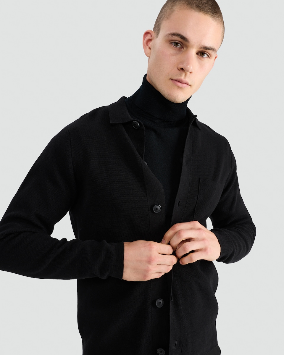 image 1 of F&F Pure Cotton Knitted Button Up Cardigan in Black