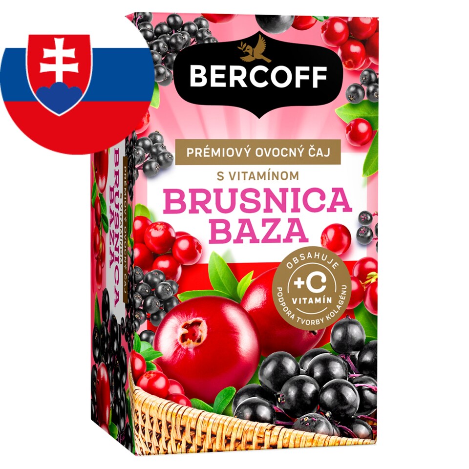Bercoff Brusnica baza prémiový ovocný čaj s vitamínom 16 x 2 g (32 g)
