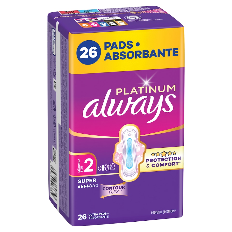 Obrázek 1 pro produkt Always Platinum Hygienické Vložky Super (Velikost 2) 26 Ks