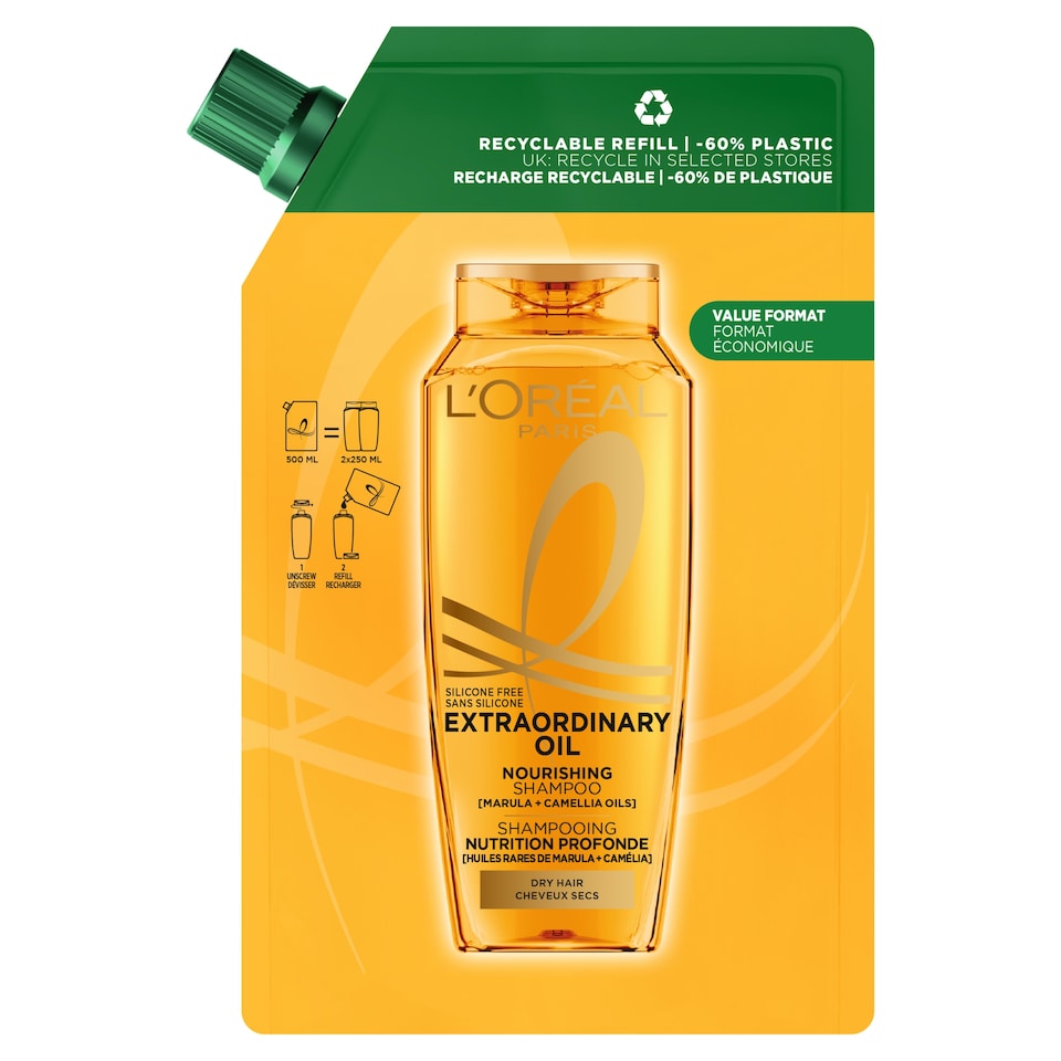 image 1 of L'Oreal Extraordinary Oil Shampoo Refill 500Ml