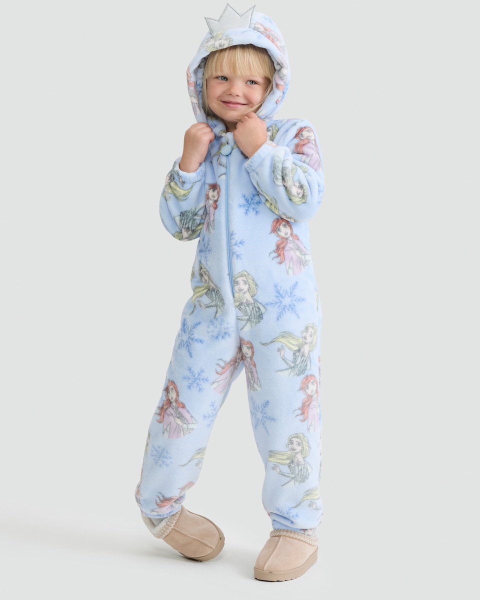 image 1 of Disney Frozen Princess Fleece Onesie in Blue