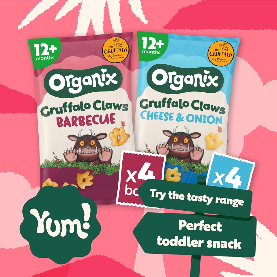 image 1 of Organix Cheese & Onion Gruffalo Claws Organic Toddler Snack Multipack 4x15g 12 months+