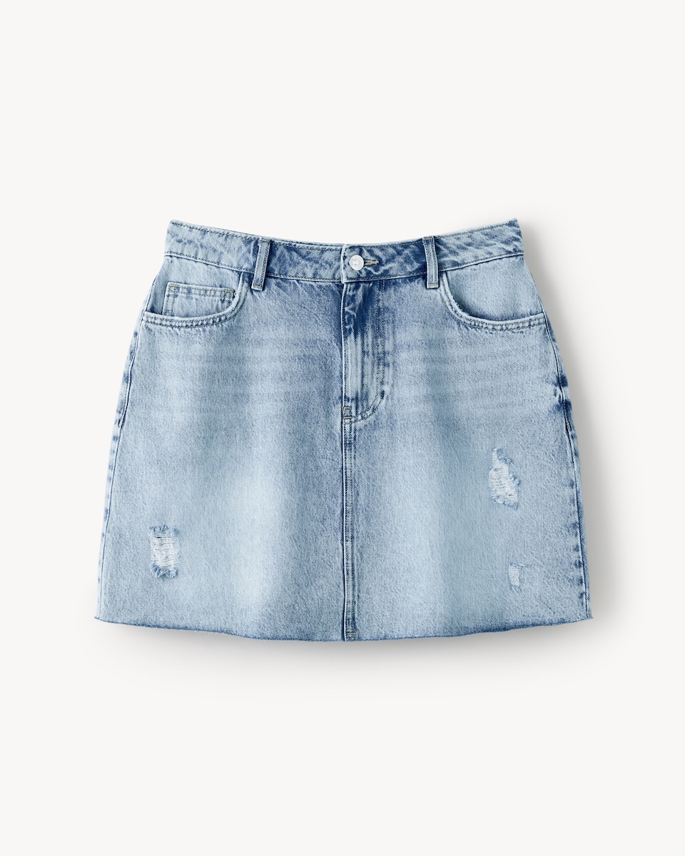 image 1 of F&F Pure Cotton Denim Mini Skirt in Blue