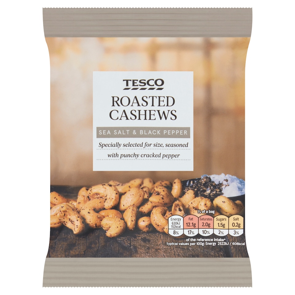 Tesco Sea Salt & Black Pepper Cashew Nuts 150G