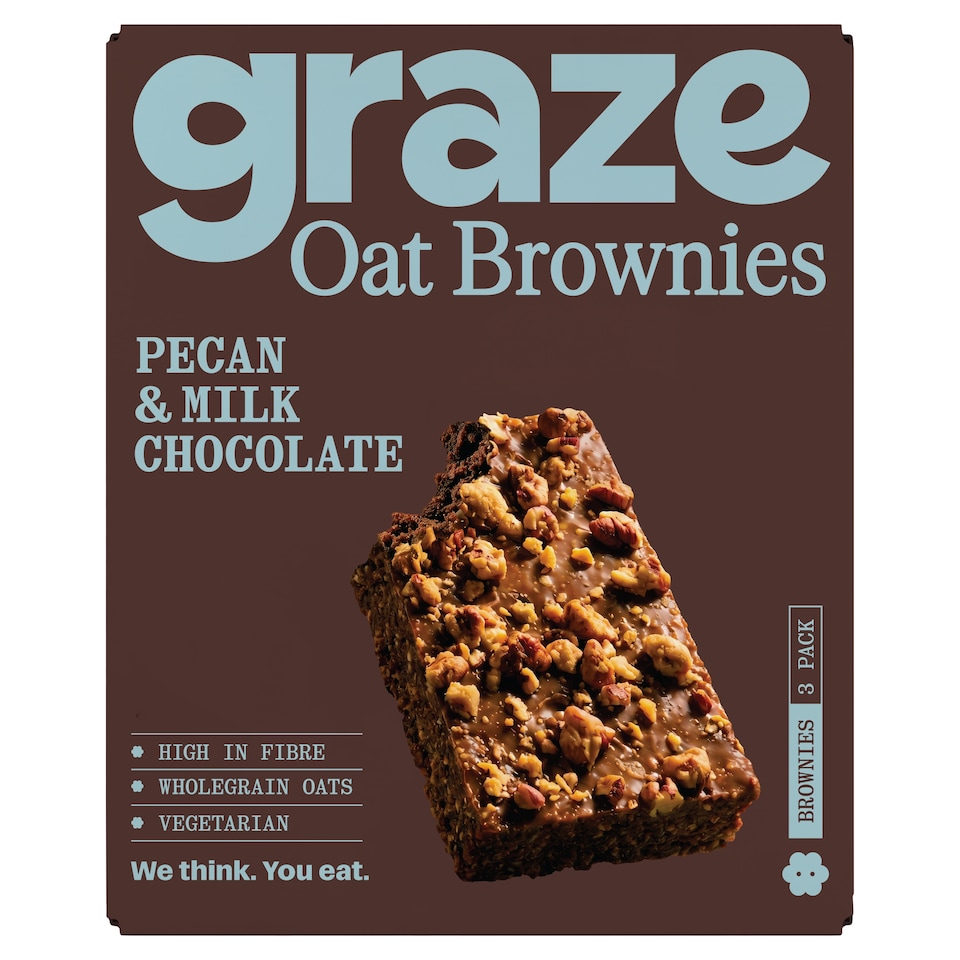 Graze Pecan & Milk Chocolate Oat Brownies 3x45g