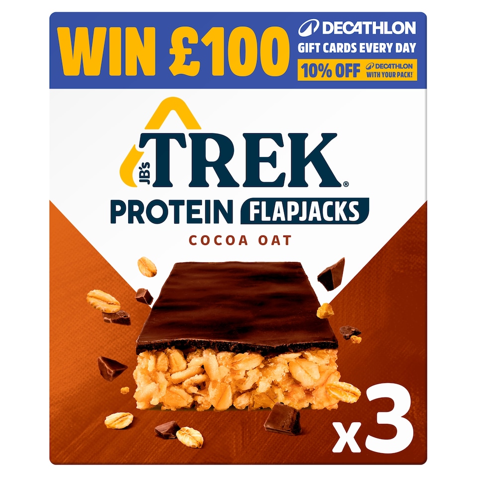 TREK Protein Flapjacks - Cocoa Oat 3 Pack 150g