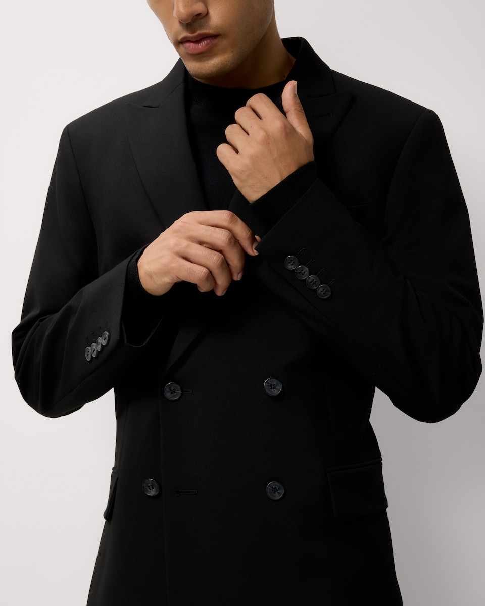 image 1 of F&F Tailored Fit Double Breasted Formal Suit Jacket in Black