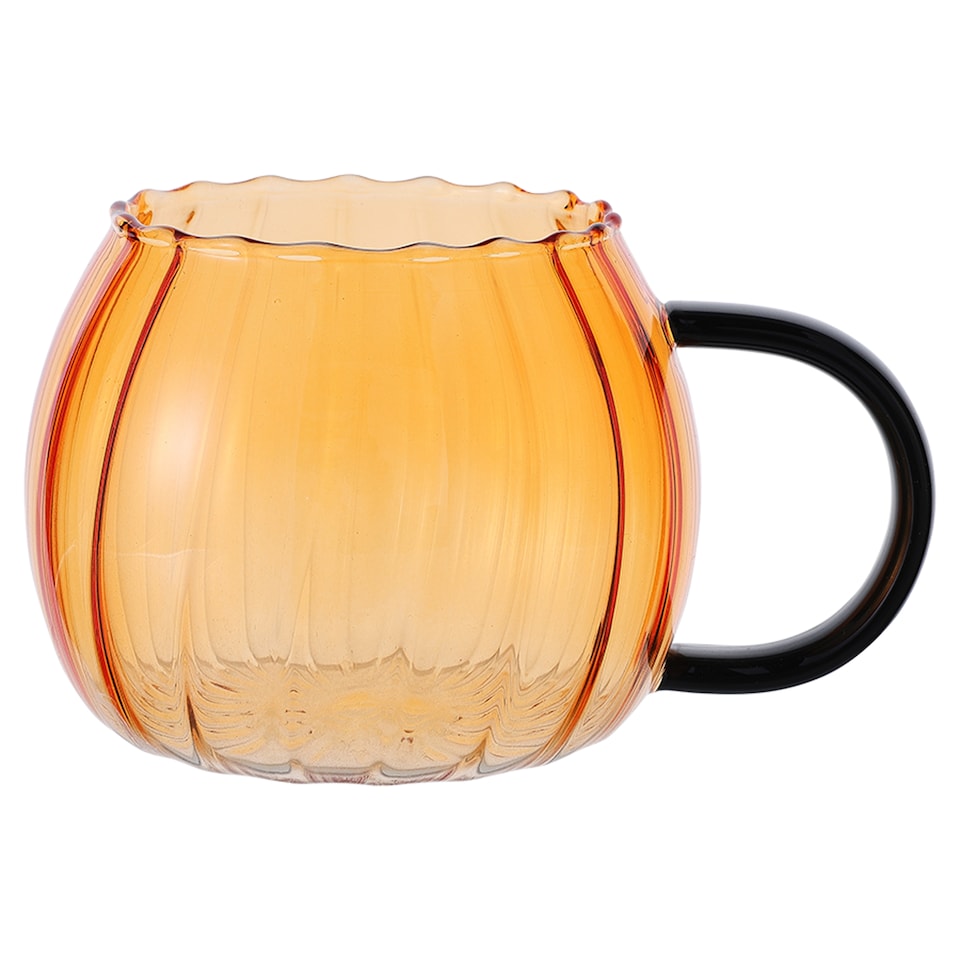 F&F Home Orange Pumpkin Glass Mug